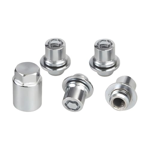 HZEL Car M12 x 1.5 Wheel Lock Lug Nut Set, Anti-Theft Chrome 4PCS Cone Seat Tire Locking Nut Kit with 1 Key, OEM#00276-00900 Automotive Replacement, Compatible with Celica ES330 ES350