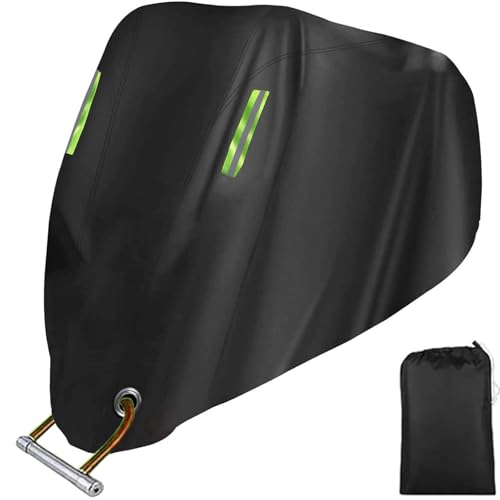 Motorcycle Cover All Season,Universal Weather Quality Waterproof Sun Outdoor Protection Scooter Shelter Tear Proof Night Reflective & Lock-Holes Storage Bag Fits up to 105" Motorcycles Vehicle