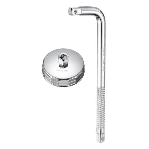 HARFINGTON Oil Filter Cap Wrench 15 Flute 94mm Inner Dia 1/2" with Bend Bar - size: 94mm x 15 Flute(910)