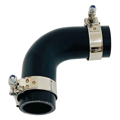 2" ID 90 Degree Elbow Silicone Coupler Hose with Clamps Black - color: Black, size: 2" (51mm)