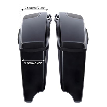 TCMT 4"Extended Hard Saddle bags Fit For Harley 2014-2024 Touring CVO Model - color: Black Latches, size: 4" Stretched(5x7 Speaker Lids)
