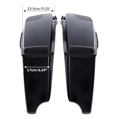 TCMT 4"Extended Hard Saddle bags Fit For Harley 2014-2024 Touring CVO Model - color: Black Latches, size: 4" Stretched(5x7 Speaker Lids)