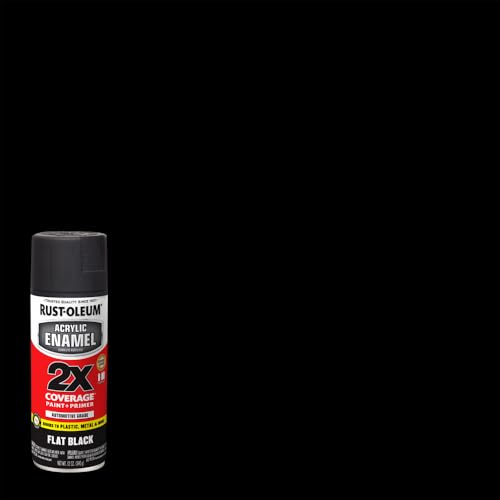 Rust-Oleum Acrylic Enamel 2X Spray Paint, Flat Black - color: Flat Black, size: 12 Ounce (Pack of 6)