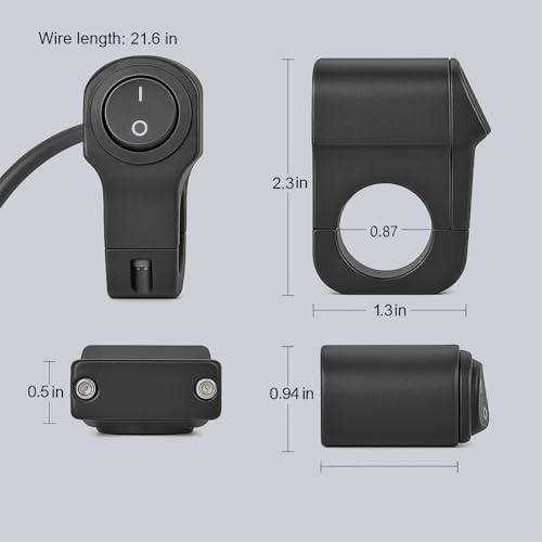 Motorcycle Handlebar Switch ATV Light Switch Waterproof Aluminum Alloy Toggle Switch for Motorcycle Light Bike Light Spotlight 7/8"(22MM) 1 Pcs