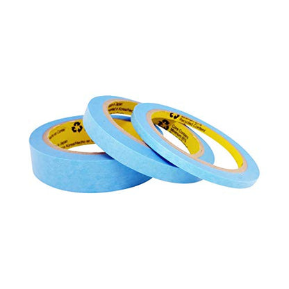 Blue Painters Tape Washi Paper - Assorted Size Multi Pack 44 Yard - No Residue Masking Tape for Painting Drafting Craft - Delicate Surfaces - Heat Resistant - Thin Thick (1/4 x 1/2 x 1 Inch - 3pK) - size: 1/4" x 1/2" x 1" Inch - 3pK