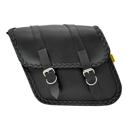 Dowco Willie & Max 58707-20 Braided Series: Synthetic Leather Compact Slant Motorcycle Saddlebag Set, Black, Universal Fit, 10 Liter Each/20 Liter Total Capacity - size: Compact
