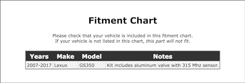 Tire Pressure Monitoring System (TPMS) Sensor Service Kit for Lexus GS350