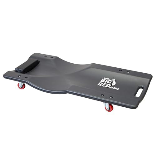 Big RED Torin 36" Rolling Garage Creeper, Shop Creeper Blow Molded Plastic Mechanic Cart with Padded Headrest with 4 Casters, 250 LBS, Black - style: Plastic Creeper-36inch-Black