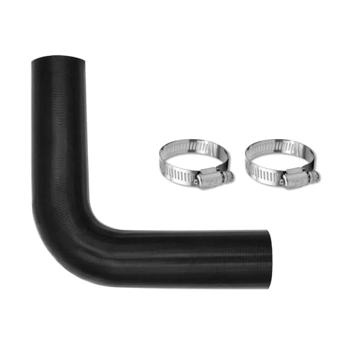 1 1/2" Silicone Coolant Air Hose 12" Length with 2 Clamps – Turbo Intake Radiator Coupler Hose (90 Degree, 1.5" ID) - color: 90 Degree black, size: 1 1/2" ID