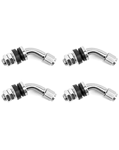 QWORK Tire Valve Stem, 4Pcs 45 Degree Angled Bolt-in Valve Stems for Car Motorcycle Tyre