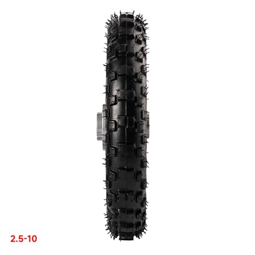 10 Inch 2.5-10 Front Wheel Tire with 1.4 x 10 Rim and Disc brake rotor With 12mm Bearing for 50cc 70cc 90cc 110cc Dirt Pit Bike CRF50 DRZ70 PW50 BBR50 TTR50 DRZ50 SSR (Front Wheel Tyre)