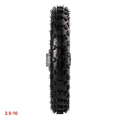 10 Inch 2.5-10 Front Wheel Tire with 1.4 x 10 Rim and Disc brake rotor With 12mm Bearing for 50cc 70cc 90cc 110cc Dirt Pit Bike CRF50 DRZ70 PW50 BBR50 TTR50 DRZ50 SSR (Front Wheel Tyre)