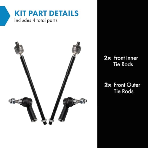 TRQ Inner and Outer Driver and Passenger Side Tie Rod Set 4 Piece - style: PSA83335