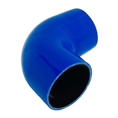 3” ID 90 Degree Elbow Silicone Coupler Hose with Clamps Blue - color: Blue, size: 3" (76mm)