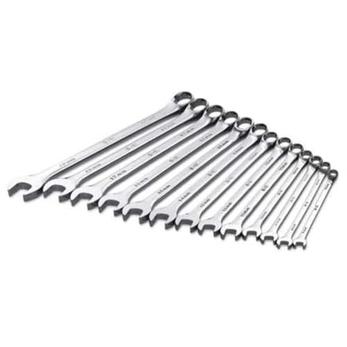 SK Tools USA 13 Piece, Long Pattern, 6 Point, Metric SuperKrome Combination Wrench Set: 7MM - 19MM, 86127