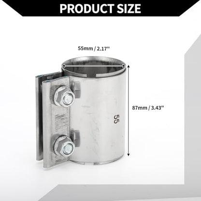 Exhaust Pipe Clamp/Exhaust Muffler Tube Joint for Car Truck/Durable Stainless Steel 2.17" 87mm / 1 Pc Silver Tone - size: 2.17''