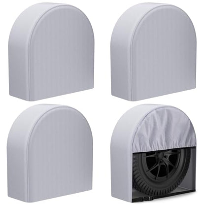 eletecpro RV Tire Covers, Fit 26-29 Inch Tire Diameters, Gray, 4-Pack - color: Gray, size: M (Fits Tire Diameters 26''-29'')