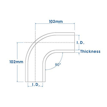 2" to 3" ID 90 Degree Elbow Silicone Coupler Hose,4Ply, Reinforced Turbo/Intercooler/Intake Piping/Industrial(51-76mm) - size: 2" to 3"