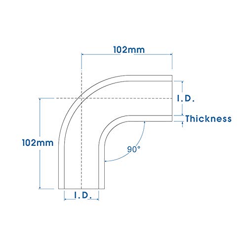 1.5"-2" ID 90 Degree Elbow Silicone Coupler Hose,4Ply, Reinforced Turbo/Intercooler/Intake Piping/Industrial (38-50mm) - size: 1.5" to 2"