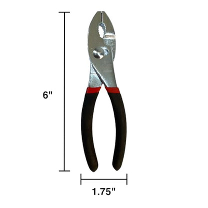 Edward Tools Slip Joint Pliers 6” - Heavy Duty Carbon Steel with Rubber Grip Handle - Fine Grip Teeth in Front and Coarse Teeth in Back - Rust Resistant Finish