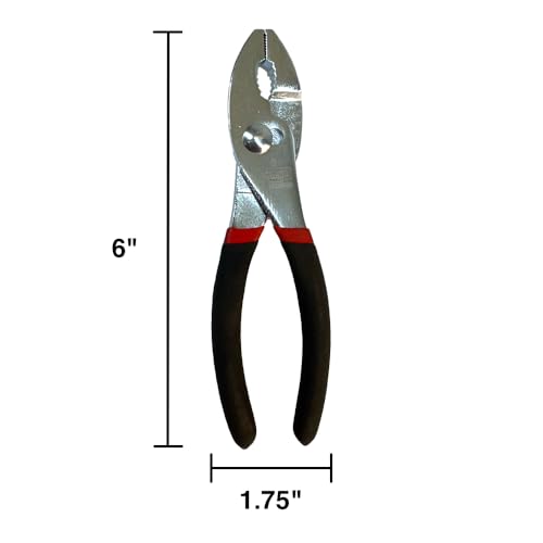 Edward Tools Slip Joint Pliers 6” - Heavy Duty Carbon Steel with Rubber Grip Handle - Fine Grip Teeth in Front and Coarse Teeth in Back - Rust Resistant Finish