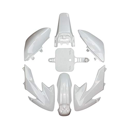 RedCap CRF50 Body Fender Kit for Compatible with XR50 XR 50 CRF 50 SDG SSR Pit Dirt Motor Trail Bike Black with Bolt Work Fairing Plastic 50cc 70cc 90cc 110cc Pit Dirt Bike 7 piece (White)