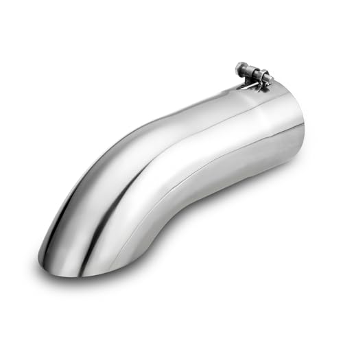 LCGP Turn Down Exhaust Tip 3.5" Inlet, 3.5" Inside Diameter Inlet, 12’’ Length Stainless Steel Bolt-On Exhaust Pipe - size: 3.5 Inch, style: Silver