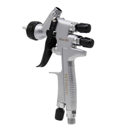 Touch-Up Mini Air Spray Gun, 1.2mm Stainless Steel Nozzle, 250ml Capacity, HVLP Auto Paint Sprayer for Cars and Furniture (Silver, 1.2mm Nozzle) - color: Silver, size: 1.2mm Nozzle