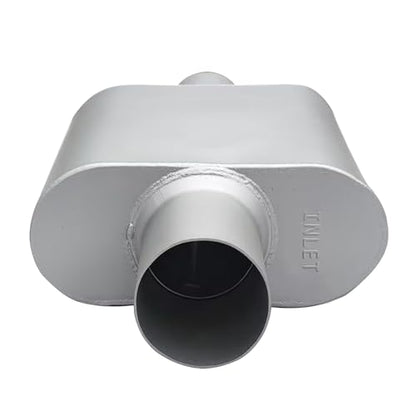 2.25" ID Center/Center Single Chamber Muffler Pair - Aggressive Deep Sound, Aluminized Steel, Welded/Clamp-On (13" Total Length) - size: 2.25 Inch-Silver