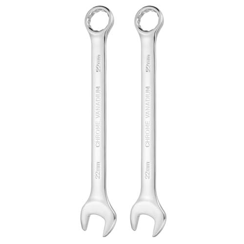 HARFINGTON 2pcs Combination Wrench 22mm Metric 12-Point Box and Open End - size: 22mm