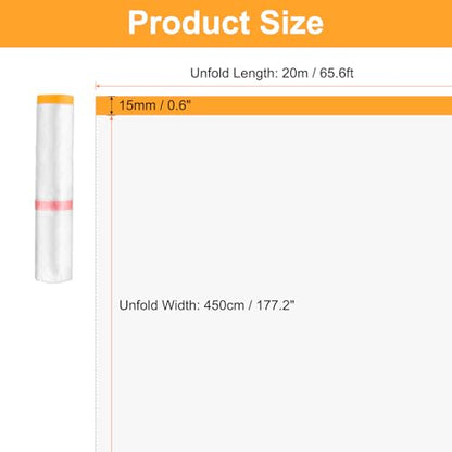 HARFINGTON 3Roll Pre-Taped Masking Film 177.2"x65.6ft for Painting Covering - size: 177.2"x65.6ft