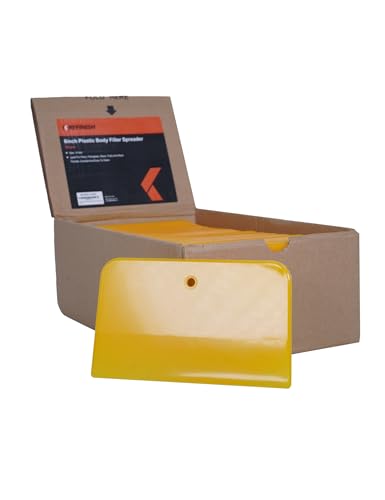 KREFINISH Body Filler Spreaders (Pack of 100) - 6" Yellow Reusable Plastic Spreader for Automotive Fillers, Putties, Glazes, Caulks and Paint - size: 6inch