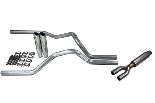 Truck Exhaust Kits - ShopLine Dual Exhaust System 2.5" Aluminized Pipe - color: Rolled Edge Polished Tips