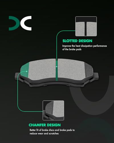 SCITOO D1327 Semi-Metal Brake Pads Kits Front For Chrysler Town & Country - size: Front D1327 [4PCS]