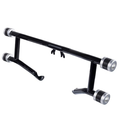 Advanblack Protek Two Step Highway Peg Crash Bar with CNC Slider Fit for 2014-2025 Harley Touring Road Glide Street Glide Electra Glide – Engine Guard Performance Upgrade (Silver CNC w/Carbon Inlay) - color: Silver CNC w/ Carbon Inlay