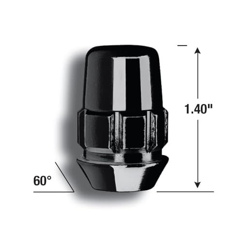 Gorilla Automotive 71681NBC Acorn Black Chrome Wheel Locks (1/2" Thread Size) - size: 12.7mm x 1.5