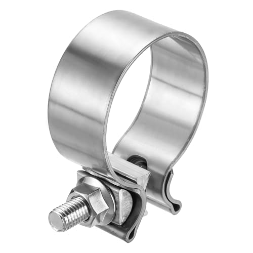 HARFINGTON 410 Stainless Steel Exhaust Clamp 2.28" Butt Joint Narrow Band Muffler Seal Exhaust Narrow Lap Butt Clamps for Pipes Mufflers Converters System Repair, Silver - size: Range 58-66 mm, Band Width 29mm