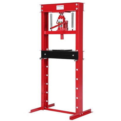 Heavy Duty 20 Ton Hydraulic H-Frame Shop Press, Adjustable Height - color: Red + Black|With Dust Cover|20T
