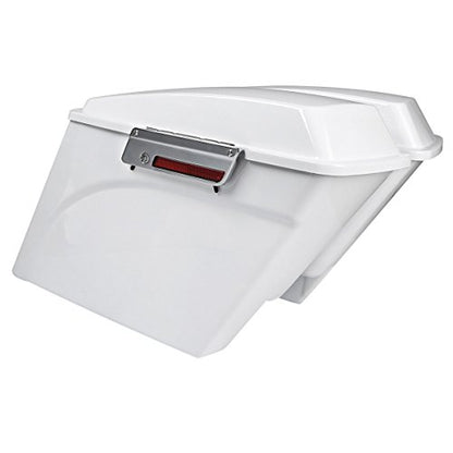 TCMT 5" Extended Saddlebag Trunk W/Lids White Fit For Harley Touring Models CVO Road Glide Road King Street Glide Electra Glide Ultra Classic 1994-2013 - color: White Chrome Latches