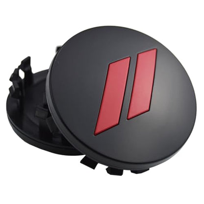 (Set of 4) 63mm=2.5 inches // Slash Wheel Center Cap Covers HubCap Emblem Badge Trim for Dodge Charger Challenger Durango Hornet Dart R/T SRT Magnum Nitro Journey Caliber Avenger and Ram and Jeep - color: red // on matte black cap