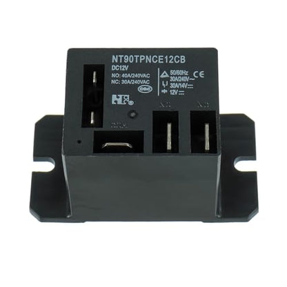 NT90-DC12V-10X Power Relay DC 12V Coil 12 VDC 30A 40A SPDT(1NO 1NC) with Flange Mounting and 10 Quick Connect Terminals Wires Mini Relay(Pack of 2pcs) - size: DC 12V