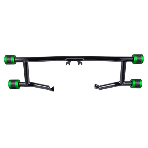 Advanblack Protek Two Step Highway Peg Crash Bar with CNC Slider Fit for 2014-2025 Harley Touring Road Glide Street Glide Electra Glide – Engine Guard Performance Upgrade (Green CNC w/Carbon Inlay) - color: Green CNC w/ Carbon Inlay