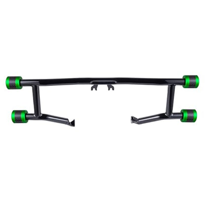 Advanblack Protek Two Step Highway Peg Crash Bar with CNC Slider Fit for 2014-2025 Harley Touring Road Glide Street Glide Electra Glide – Engine Guard Performance Upgrade (Green CNC w/Carbon Inlay) - color: Green CNC w/ Carbon Inlay
