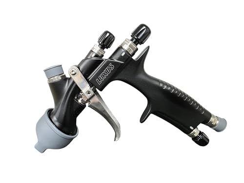 LUXUS 1.3 HVLP/LVMP Professional Spray Painting Gun with 600ml Plastic Cup, Air Regulator, Cleaning Kit, Big Atomization Pattern, Base Coat and Clear Coat Application (1.3 HVLP) - style: 1.3 HVLP