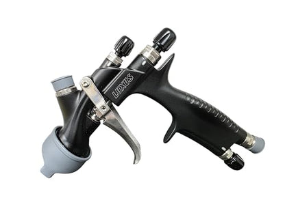 LUXUS 1.3 HVLP/LVMP Professional Spray Painting Gun with 600ml Plastic Cup, Air Regulator, Cleaning Kit, Big Atomization Pattern, Base Coat and Clear Coat Application (1.3 HVLP) - style: 1.3 HVLP