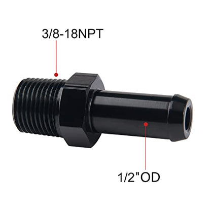 EVIL ENERGY 3/8" NPT Male to 1/2" Barb Fitting Adapter Straight Aluminum Black 2PCS - size: 3/8 NPT to 1/2 Barb