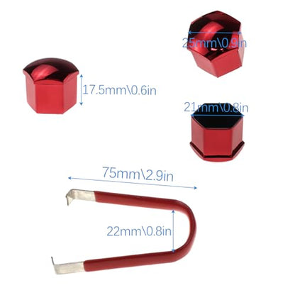 24pcs Wheel Nut Cap 21mm Wheel Bolt Nut Caps Covers,Universal Anti-Rust Car Tire Nut Caps Bolt Cover,Hexagonal Plastic Tire Bolt with Removal Tool (Red) - size: 21mm-Red