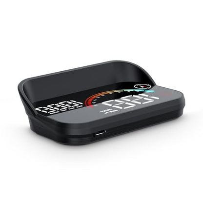 Dyno Racing New GPS Hud Digital Display Gauge Windshield Speedometer Projector Speed,Mileage,Compass,Speed Progress bar, Overspeed Alarm Heads Up Display USB Power