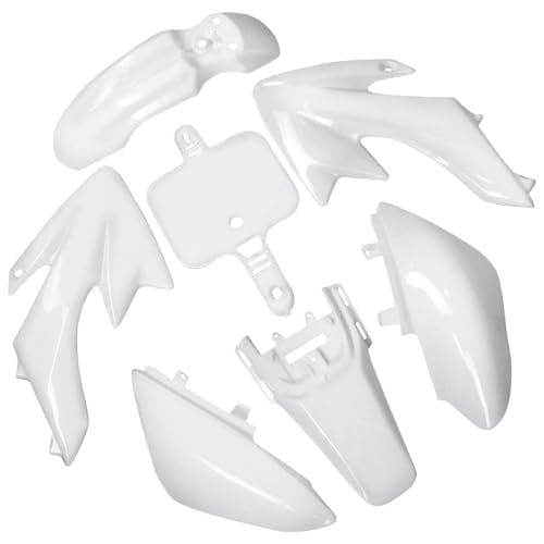 CRF50 Plastic Kit XR50 Plastic Fender Kit with Graphics Sticker Decals Kit & Red Seat & Fuel Tank For CRF 50 XR 50 SDG SSR 107 110 125 Pit Dirt Bike Motorcycle (White) - color: White