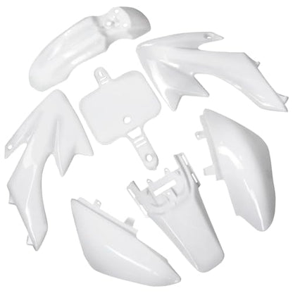CRF50 Plastic Kit XR50 Plastic Fender Kit with Graphics Sticker Decals Kit & Red Seat & Fuel Tank For CRF 50 XR 50 SDG SSR 107 110 125 Pit Dirt Bike Motorcycle (White) - color: White